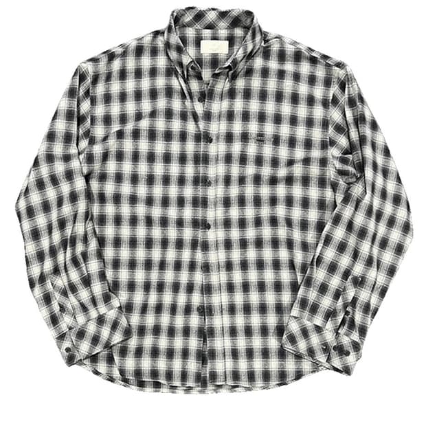 언더마이카 무.120 오리지널 로고 베이직 롱슬리브 체크셔츠 베이지 블랙