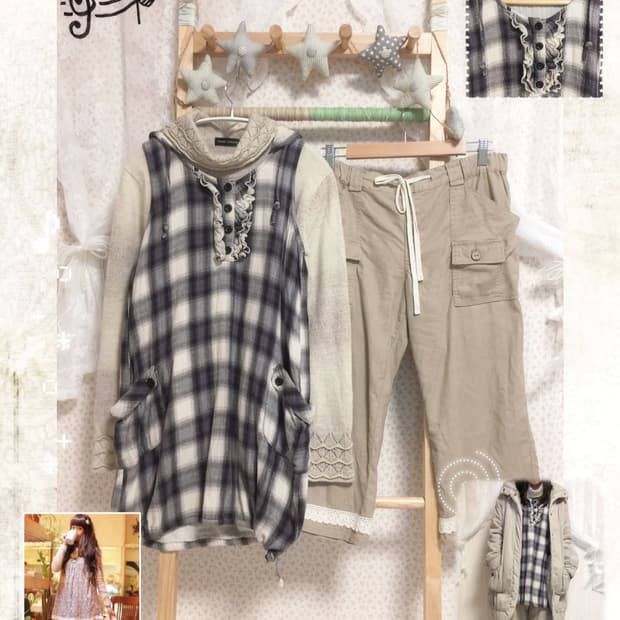 빈티지 퍼플그레이 체크 나시원피스