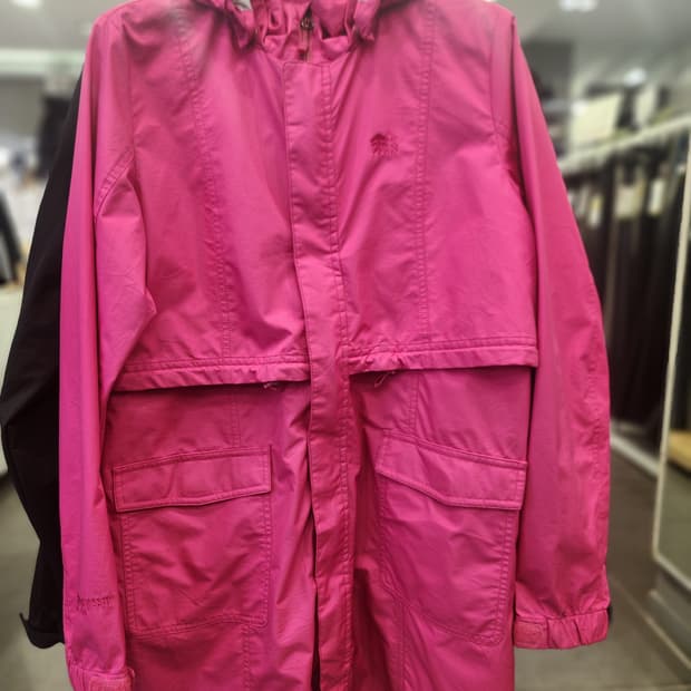 코오롱스포츠 여성 후드 바람막이 자켓 핑크 등산자켓 상태좋음