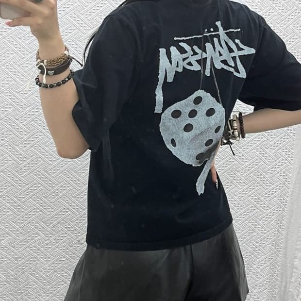 스투시 퍼지 다이스 스트릿 힙합 캐주얼 반팔티 S C10470