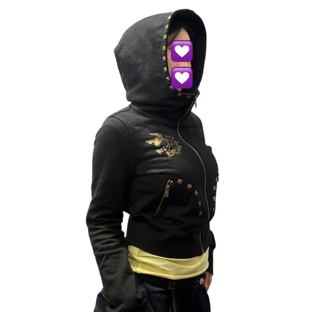 JELLY FISH 펑크걸 스터드 하이넥 후드집업