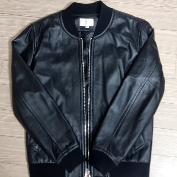 헤스티지 블랙 양가죽 레더 봄버 자켓(95)