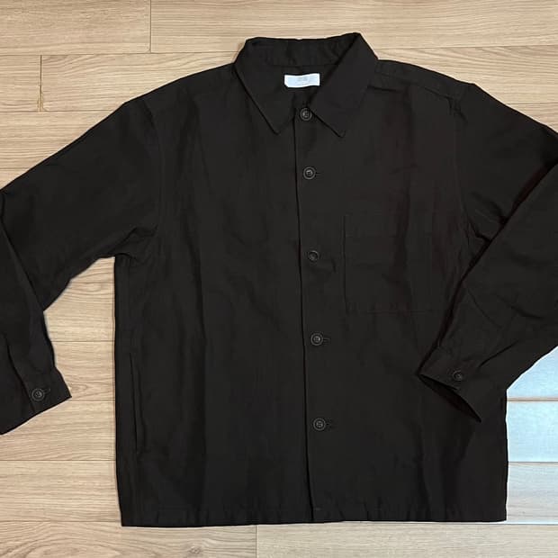 유니클로 코튼리넨셔츠재킷 다크브라운 L