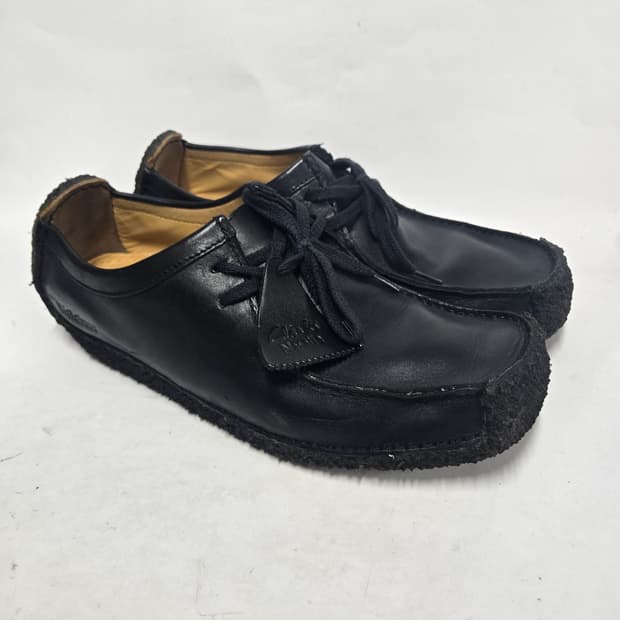 클락스 Wallabee 검정 가죽 uk8 270mm 
