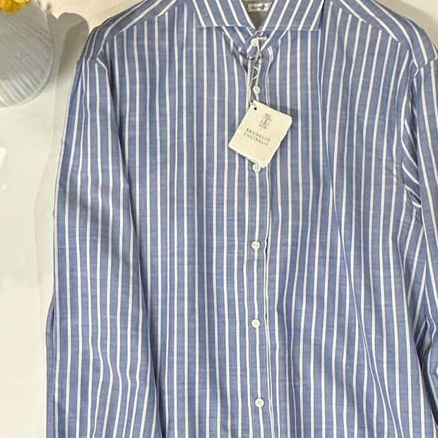 브루넬로 쿠치넬리 새상품 스트라이프 슬림핏 셔츠