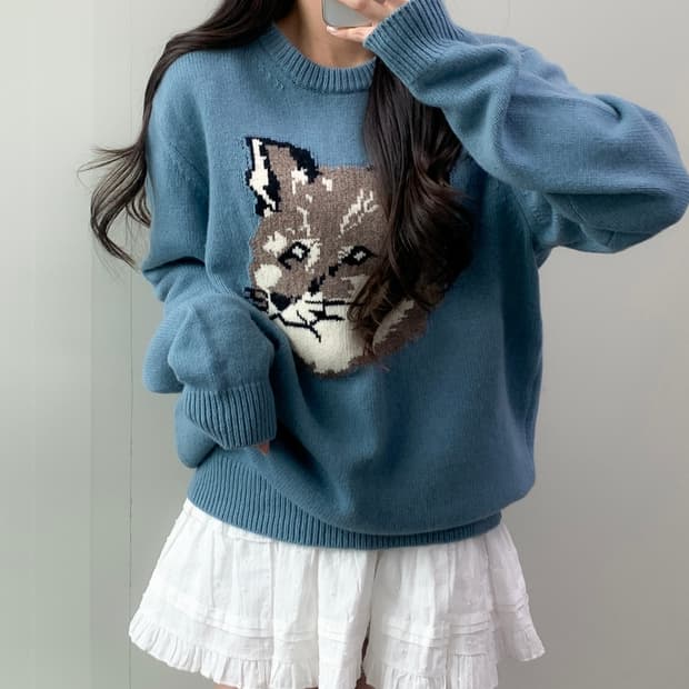 메종키츠네 빅폭스 니트 