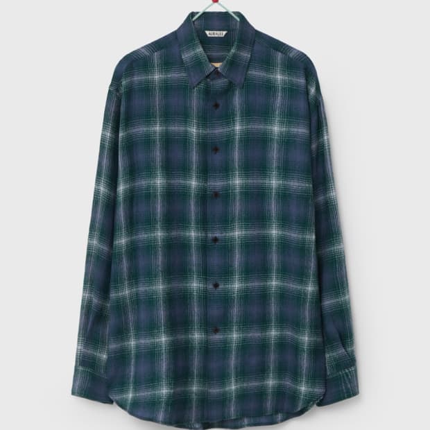 Auralee AIRY WOOL CHECK SHIRT 