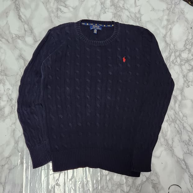 폴로 랄프로렌 꽈배기 딥네이비 니트