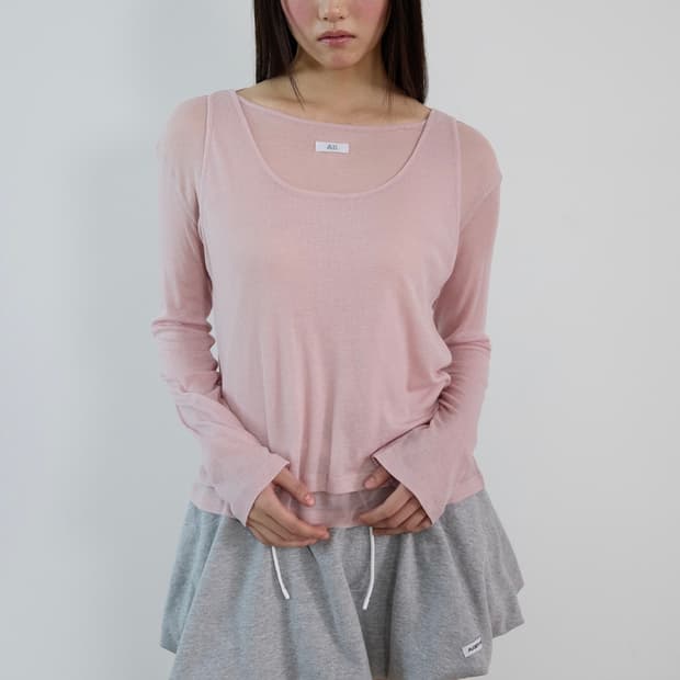 아밤 pink layered loose long sleeve