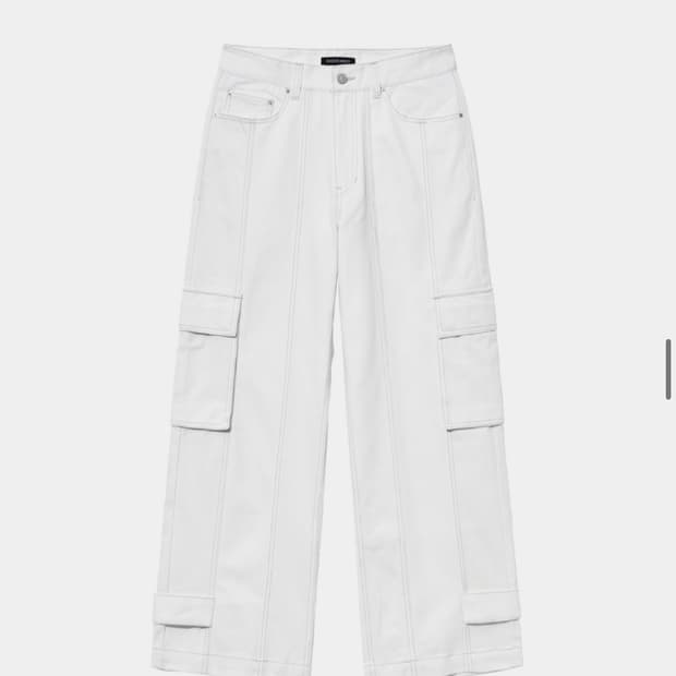 HEM BUTTON UTILITY CARGO PANTS WHITE