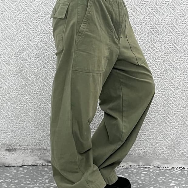 토마스모어 빈티지 캐주얼 말차카키 넬리팬츠 M C11128