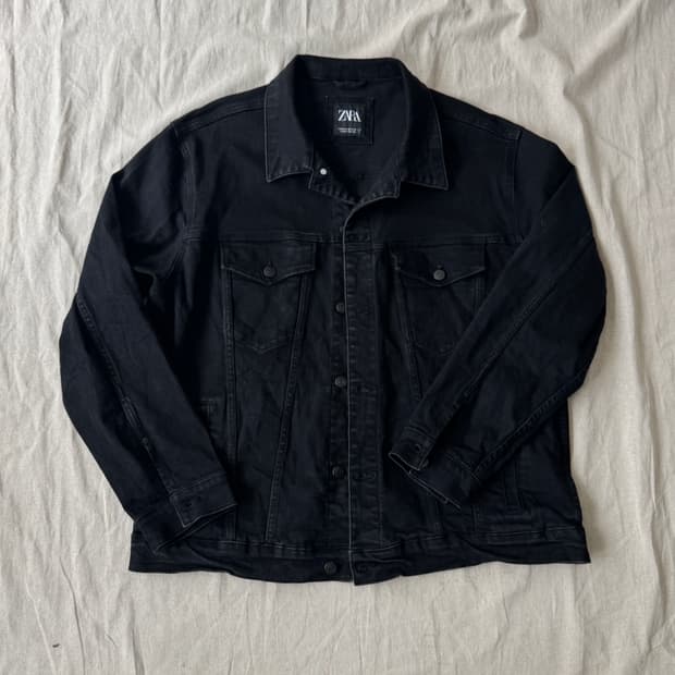 자라 워싱 흑청 데님 자켓 2XL