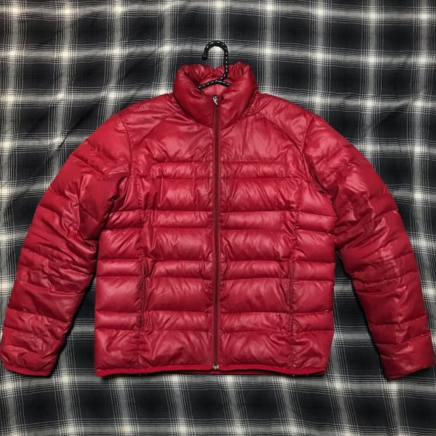 90s 재팬 딥레드 경량 덕 다운 쇼트 패딩