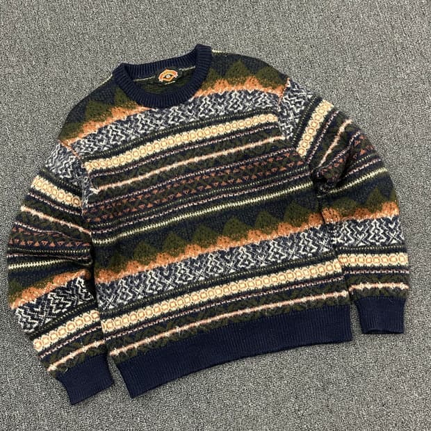 L)빈티지 여성 페어아일 울 스웨터