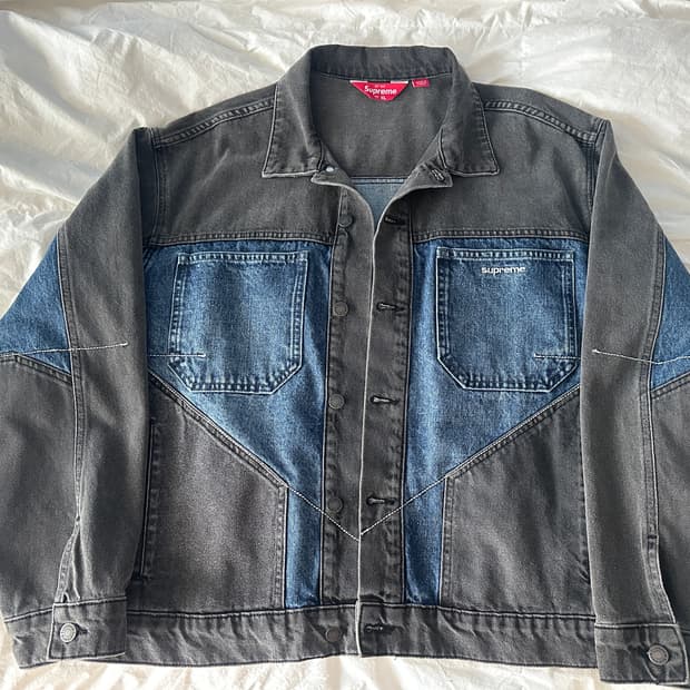 슈프림 투톤 패널드 데님 자켓
