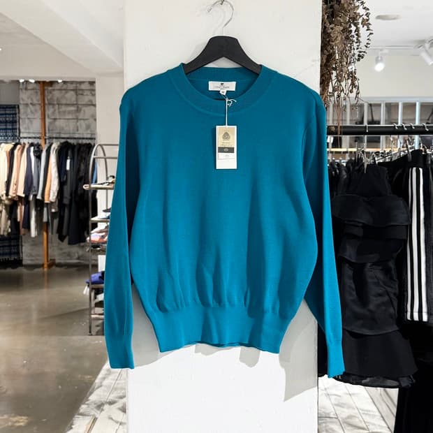 꾸레쥬 블루 로고 울 니트 스웨터