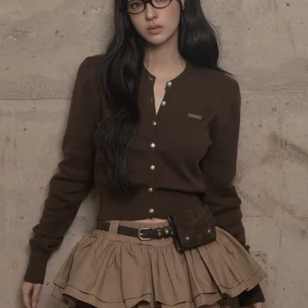 카키포인트 시그니처 니트 가디건 (카키브라운)