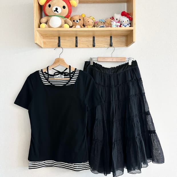 일본빈티지 키치 괴짜 러힙 펑크 무채색 긱시크 레이어드 코디세트