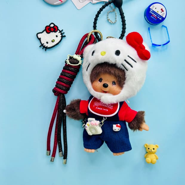 (86)😸정품몬치치 커스텀키링♥️키티무드 멜빵바지