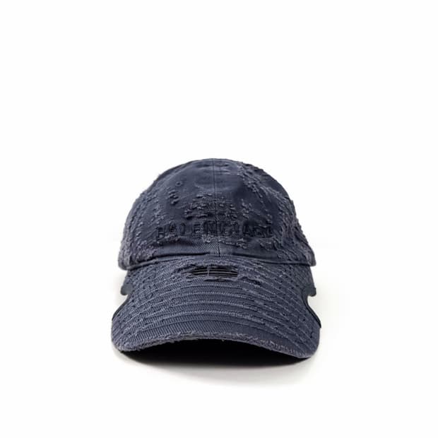 [M] 발렌시아가 23ss 데님 엠브로이드 디스트로이드 볼캡 모자 블루