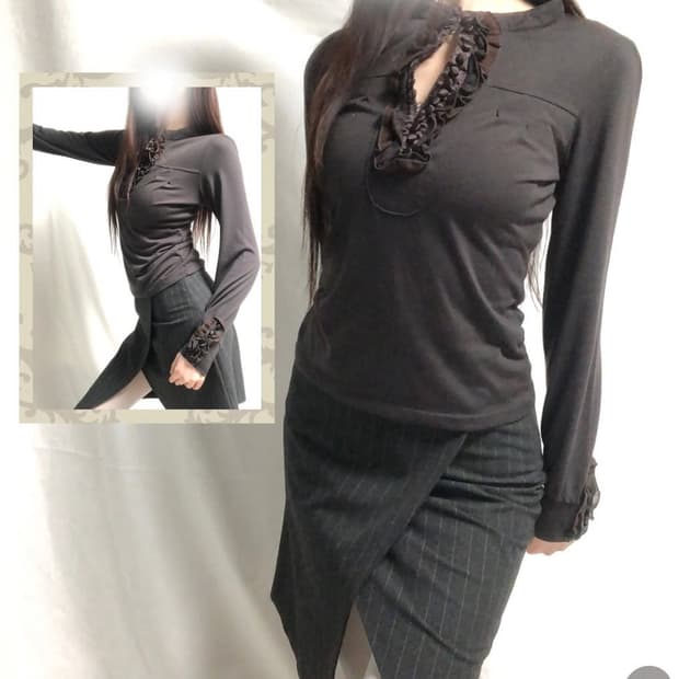 사선 스트라이프 트임 스커트