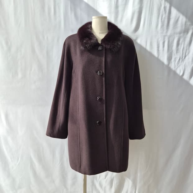 IMAGINA 앙고라 울 밍크카라 하프코트