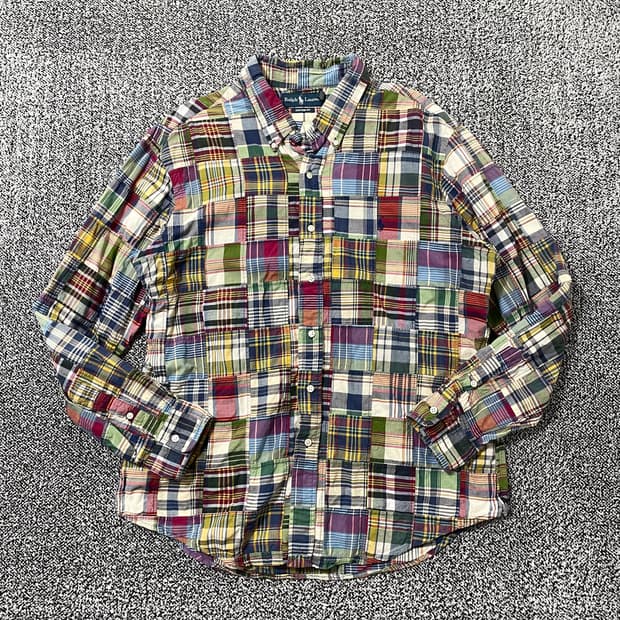 빈티지9. 폴로랄프로렌 커스텀핏 체크셔츠 패치워크 긴팔 셔츠