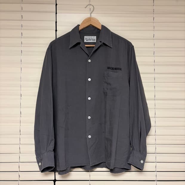 와코마리아 25SS 50’s 셔츠 하와이안 오픈 카라 셔츠 그레이 M