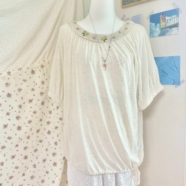 모리걸 빈티지 코지모리 꽃자수 블라우스 🌸💛🌿