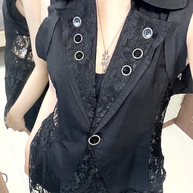 vintage black godic vest onepiece