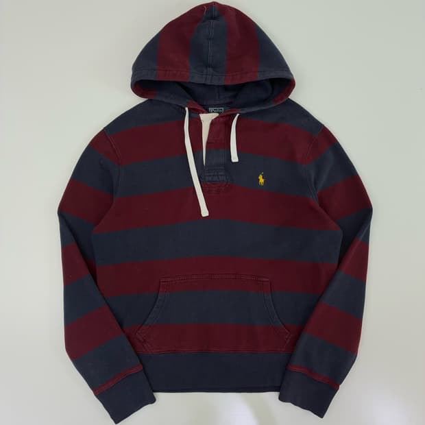 Polo  폴로 랄프로렌 자수 00,s 스트라이프 럭비 후드티 