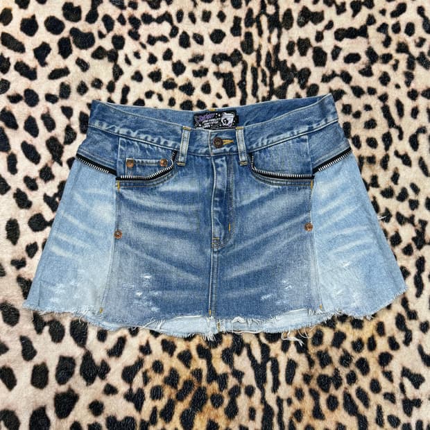 성조기 디스트로이드 데님스커트