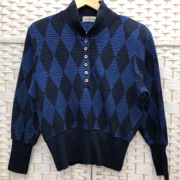 다이아몬드 패턴 블루니트