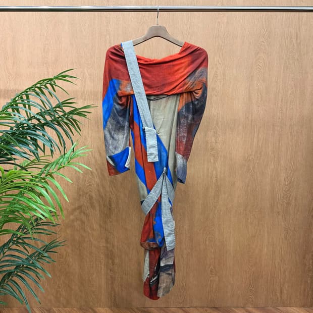 비비안웨스트우드 오프숄더 롱 원피스 컬러 프린트 패턴 스트랩 디테일