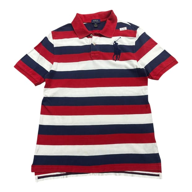✨ (바배) 폴로 랄프로렌 빅포니 스트라이프 카라 반팔티 (18-20)
