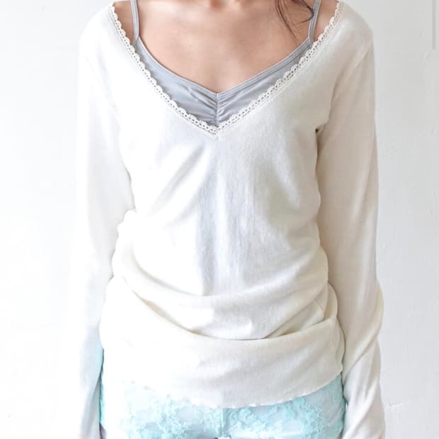 샵페어리 아이리스 롱슬리브(크림)+레이스 슬리브리스(민트)