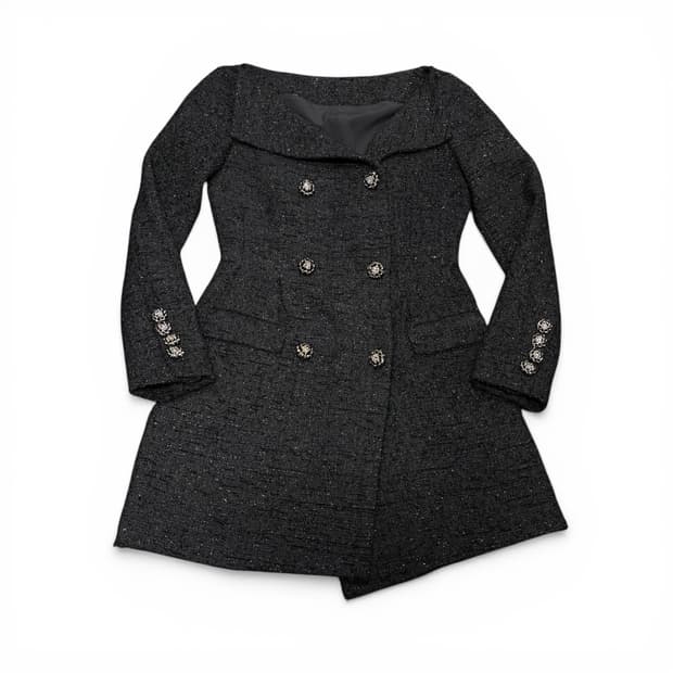 우먼S-M 셀프포트레이트 블랙 오프숄더 트위드자켓