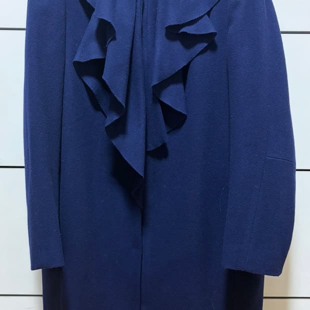 린(LYNN) 빅 러플 핸드메이드 울 코트 (네이비 / 66사이즈)