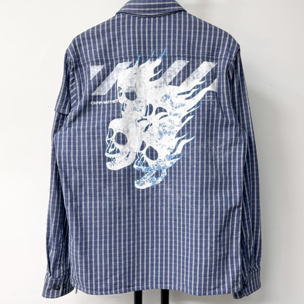 오프화이트 19s/s 다이애그 스트라이프 스컬 집 셔츠