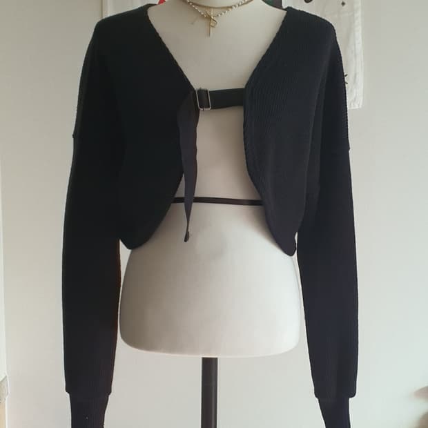 [빈티지] 블랙 니트 볼레로 가디건