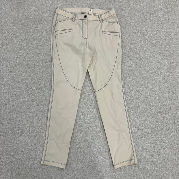 [66] 한섬 오즈세컨 여성 아이보리 라인 디테일 바지 0120M1