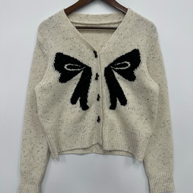 리본 포인트 가디건 