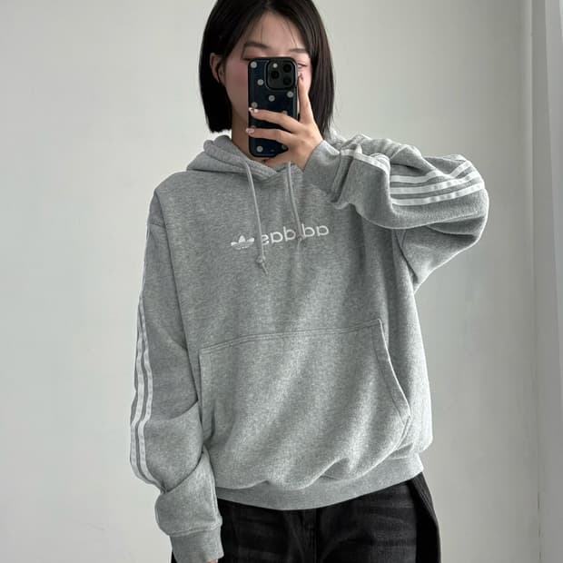 아디다스 플리스 그레이 후드티