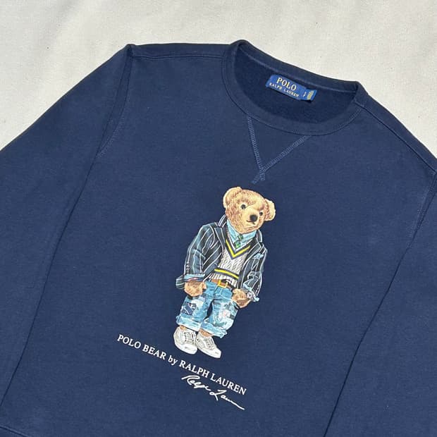 S 폴로랄프로렌 폴로베어 네이비 기모 맨투맨