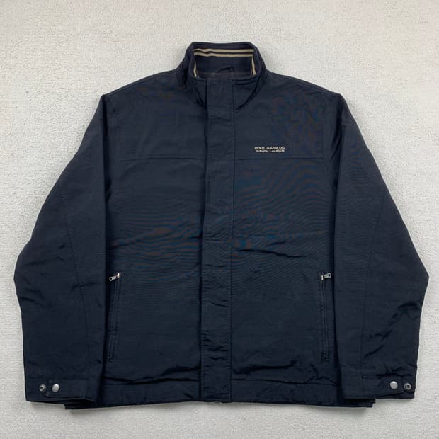 폴로 진스 자수로고 나일론쉘 2way 집업 자켓 블랙