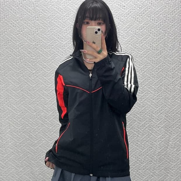 아디다스 Y2K 레트로 오렌지 배색 바람막이 자켓 95 C11695
