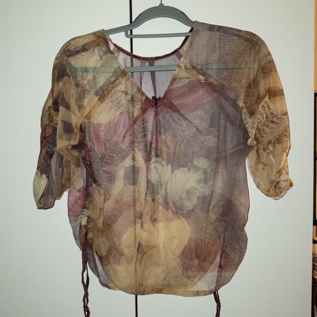 에스닉 보헤미안 셔링 시스루 레이어드 상의