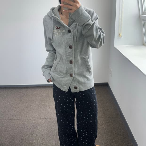Hollister 홀리스터 버튼업 그레이 후드집업 