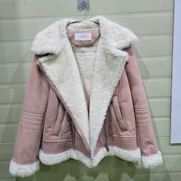 Soup 핑크 스웨이드 무스탕 자켓