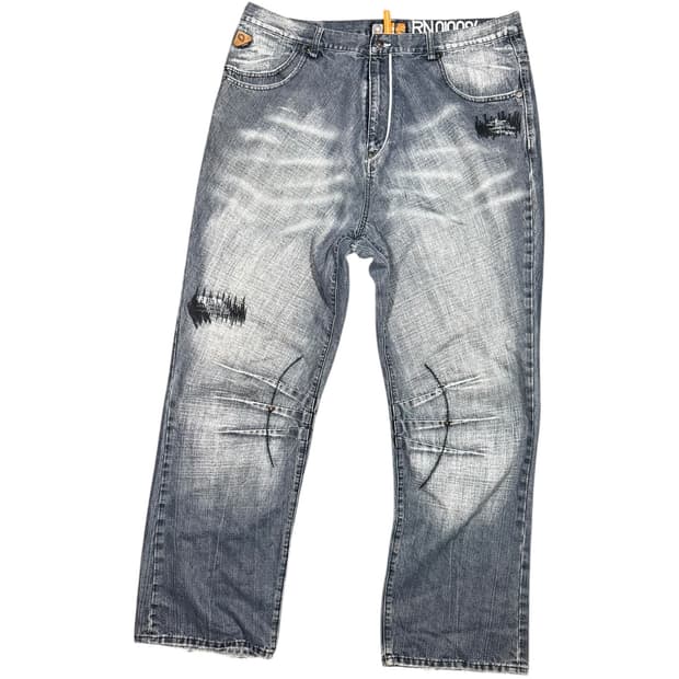 Akademiks 아카데믹스 워시드 데님팬츠